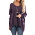 thumbnail image 1 of Women Long SLeeve V Neck Irregular Hem Tunic Top, 1 of 5