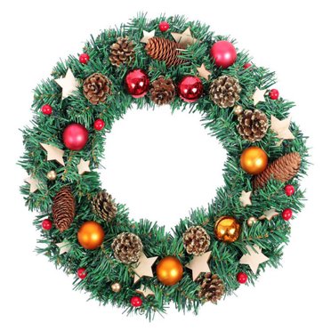 XZNGL Garland Door Hanging Christmas Cane Circle Simulation Cotton Wreath Decoration