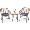 thumbnail image 4 of Costway 3PCS Patio Rattan Bistro Set Coffee Table Armchair Garden Gray Cushion, 4 of 10