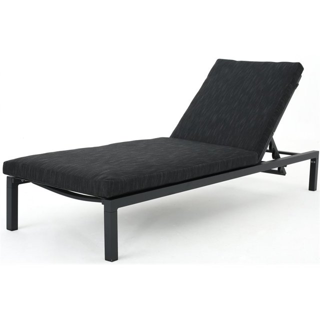 Noble House Navan Dark Grey Mesh Aluminum Lounge with Dark Grey Cushion