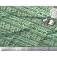 thumbnail image 3 of Soimoi Green Georgette Viscose Fabric Aztec Geometric Printed Fabric 1 Yard 42 Inch Wide, 3 of 3