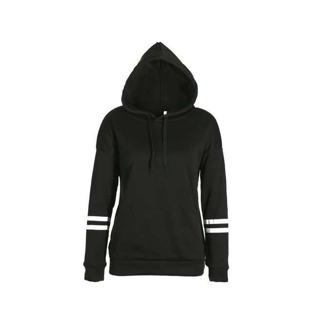 Femmes Patchwork Pull à Capuche Cordon Manches Longues Sweatshirts Chemisiers Tops