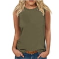 thumbnail image 1 of Chandails Sans Manches pour Femmes Nouveaux Hauts Décontractés Unis Sans Manches à Col Rond Blouse Débardeurs d'Entraînement pour Femmes Vert Armée 3TG, 1 of 4