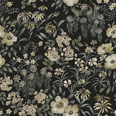Roommates Studio Black Pearson Floral Peel and Stick Wallpaper 30.75 Sq. ft
