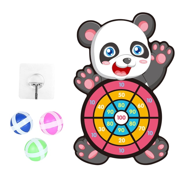 Planche de Fléchettes à Balle Collante Motif Panda C pour Enfants, Cible à Velcro, Jouet à Lancer Intérieur Extérieur