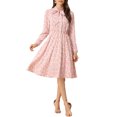 thumbnail image 2 of INSPIRE CHIC Robe Midi Ceinturée à Imprimé Floral Vintage en Mousseline à Manches Longues à Col Noué pour Femme TP Roses, 2 of 6