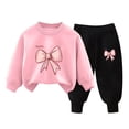 thumbnail image 2 of Pisexur Ensemble 2 Pcs pour Bébé Filles Garçons Automne Hiver Mode Décontractée Polaire Manches Longues Col Rond Chandails en Molleton et Pantalons Vêtements de Détente Imprimé Mignon Ensemble de Survêtement pour Enfants 3-8 Ans, 2 of 4