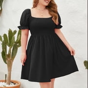 Amzcrzy Dresses for Women Plus Size Dresses for Curvy Women Womens Dresses Women's Popular High Waisted Dresses Long Short Sleeved Oversized Dresses Midi Dresses for Women