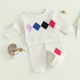 thumbnail image 3 of Toddler Boys Fall Outfits Geometry Pattern Crew Neck Long Sleeve Sweatshirts and Long Pants 2Pcs Clothes Set 2-3 Years, 3 of 7