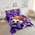 thumbnail image 4 of Erosebridal Ensembles de Literie Basketball Football Double avec Couette, Insert de Couette Camouflage Violet, Réversible, 4 of 7