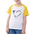 thumbnail image 3 of Feancey T-Shirts pour Tout-Petits Garçons Filles Manches Courtes Décontracté T-Shirt Graphique à Imprimé Cœur Enfants Été T-Shirt Coupe Ample Col Ras du Cou Hauts Mignons Rabais de 90 Liquidation Jaune 11 Ans, 3 of 10