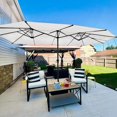 thumbnail image 1 of PURPLE LEAF 15ft Patio Umbrella with Base Included Double-Sided Rectangle Outdoor Umbrella Table Market Umbrella with Crank for Backyard Pool Garden Deck, Cream, 1 of 10