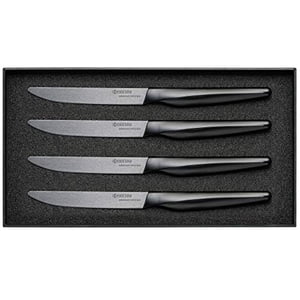 Kyocera SK-4PC Advanced Ceramic Steak Knife Set, One Size, Black/Black