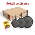 thumbnail image 3 of NutriChef Pre-Seasoned Cast Iron Skillets - 3 Pieces Cast Iron Cookware Set w/Drip Spout and Scraper - Compatible with Induction, Electric Stovetop, Gas, & Ceramic - NCCI76, 3 of 7