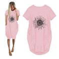 thumbnail image 4 of Robes d'Été Grande Taille pour Femmes 2024 Robe Décontractée Ample à Imprimé Tournesol Robe à Manches Courtes à Col en V Économisez jusqu'à 65 % de Rabais!, 4 of 5