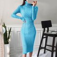 thumbnail image 2 of Kcodviy Chandails d'Hiver pour Femmes à Manches Longues à Col Roulé, Robes Chandail, Robe Moulante Tricotée, Robe Midi à Taille Nouée, Robes Jumper, 2 of 4