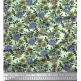 thumbnail image 1 of Soimoi Tissu Satin Modal Feuilles & Floral Imprimé au Mètre 42 Pouces de Large, 1 of 3