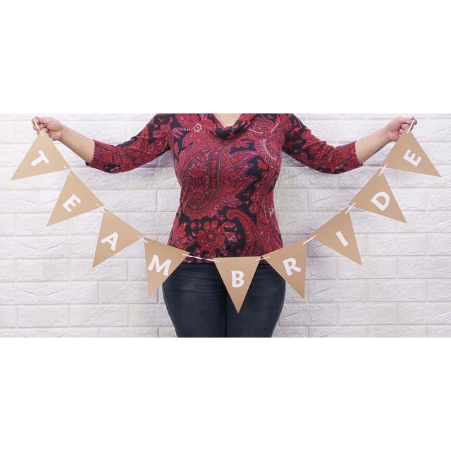 Inkdotpot Kraft?Team Bride?Pre Strung Pennant Bunting Wedding Banner Wedding Bunting Wedding Engagement Sign Photo Prop
