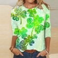 thumbnail image 2 of FAIWAD T-Shirt à Manches 3/4 pour Femmes de la Saint-Patrick, Col Rond, Décontracté, Grande Taille, Tunique à Enfiler, 2 of 5