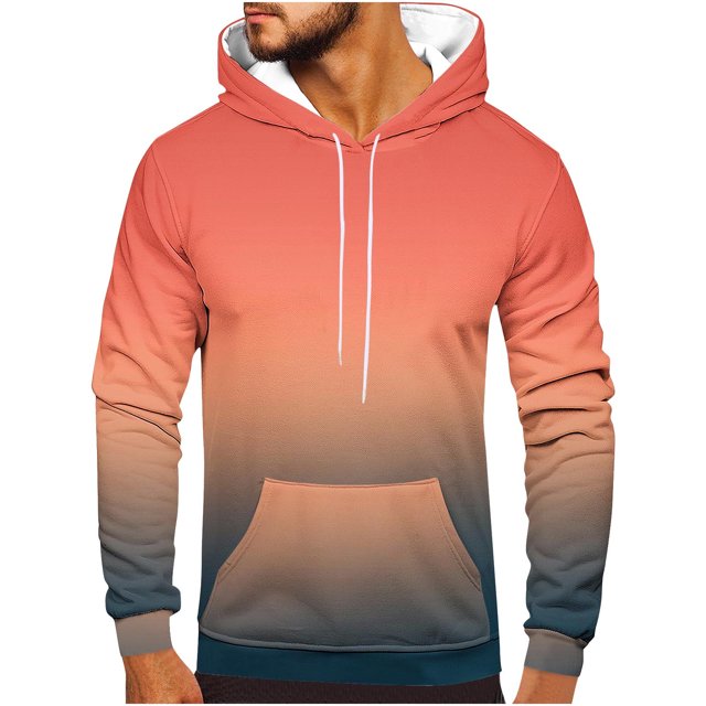 Rbaofujie Chandails pour Hommes Hommes Décontracté Mode Col Rond Poches Imprimé Dégradé Chandail à Enfiler Manches Longues Hauts Chandail à Capuche Chandails à Capuche Tendance
