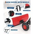 thumbnail image 3 of COZONY Pelle à Neige Robuste avec Roues, Lame en Métal 29 Pouces L x 16 Pouces H, Manche à Angle et Hauteur Réglables, Pousse-Neige à Roues pour Entrée, Trottoir, Cour, Plaque de Pelle Rouge + Poteau Noir + Rebord Rouge, 3 of 6