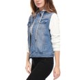 thumbnail image 4 of Allegra K Women's Denim Jacket Button Down Long Sleeve Drawstring Hood Jean Jackets S Sky Blue, 4 of 7