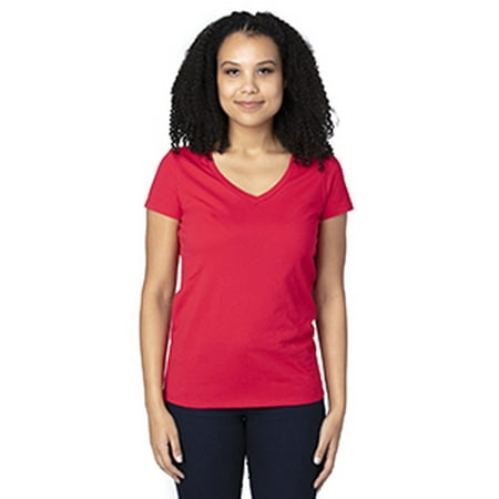 Ladies' Ultimate Short-Sleeve V-Neck T-Shirt - RED - 2XL
