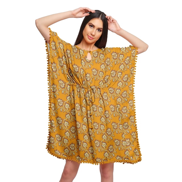 Moomaya Robe Caftan Imprimée de Couverture de Bikini Robes Caftan pour Femmes Grande Taille