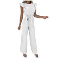 thumbnail image 2 of Babysbule Pantalon pour Femmes Mode Femme Été Uni Décontracté à Volants Manches Courtes Combinaison à Bretelles, 2 of 9