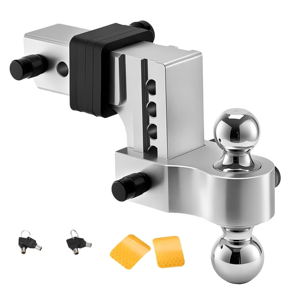 KFFKFF Adjustable Trailer Hitch, 4-Inch Drop Hitch Ball Mount, Fit 2.5-Inch Receiver, Heavy Duty Aluminum Alloy Tow Hitch with 2" & 2-5/16" Balls, 18500 lbs GTW