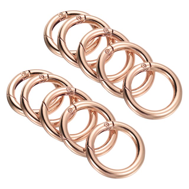 Unique Bargains 36x25x5.5mm Round Zinc Alloy Spring Gate O Ring Snap Clip Buckle, Rose Gold 10 Pack