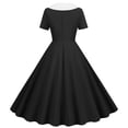 thumbnail image 4 of Babysbule Robe pour Femme 2024 Été Mode Femmes Décontractée Unie Vintage à Manches Courtes à Col en V Robe Mini pour Dames, 4 of 7