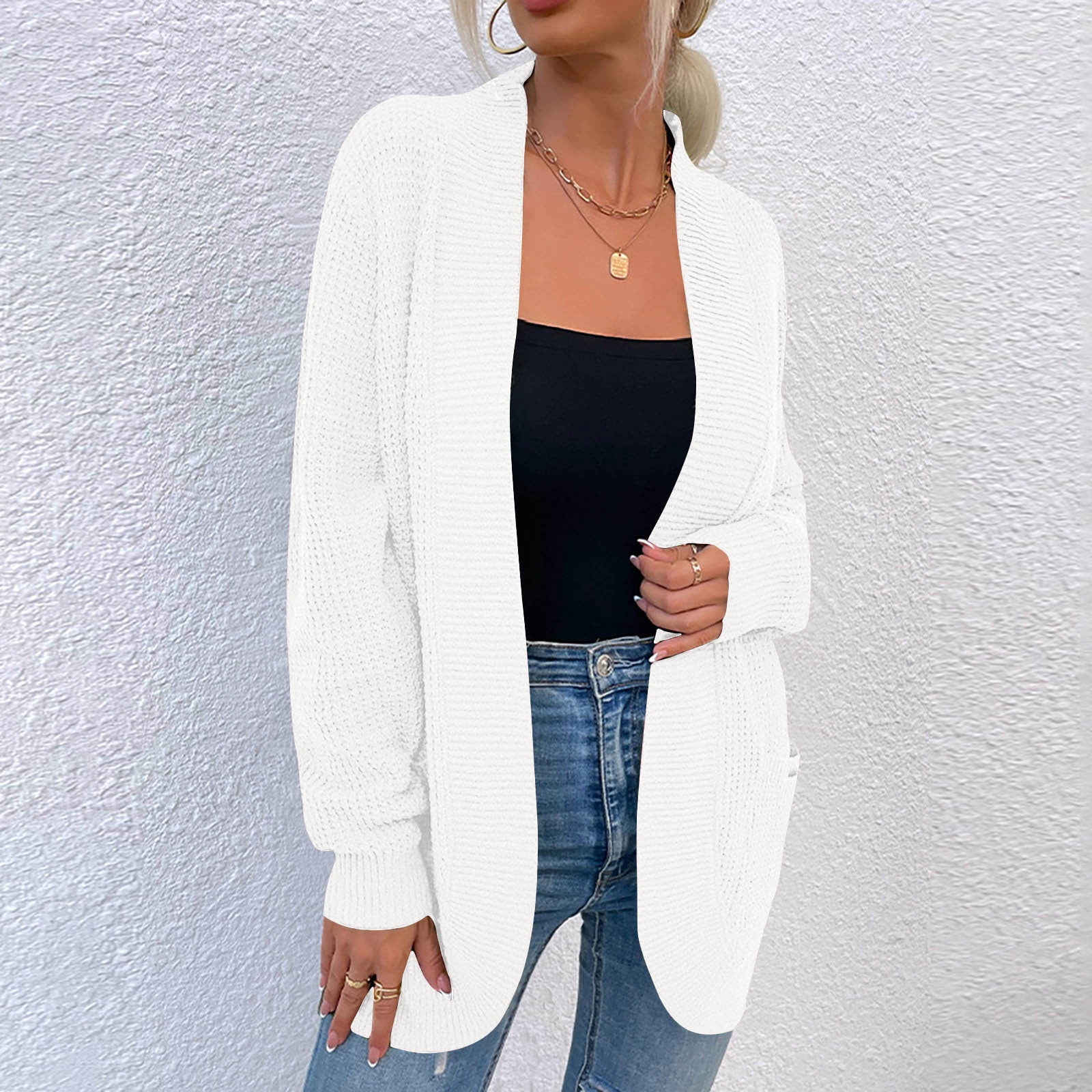 LOVZFMLL Cardigan for Women's Cardigan Color Coarse Knit Loose Oversized Knitwear
