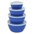 thumbnail image 1 of Ensemble de 4 Bols Ronds en Plastique pour Conserver la Fraîcheur Bleu Foncé, Liquidation Été 2025 Rabais de 15 %, 1 of 6