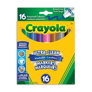Crayola Ultra-Clean Marqueurs lavables à large ligne, 16 Nombre