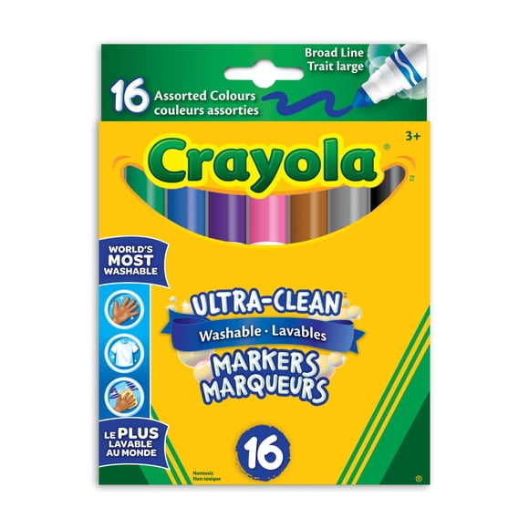 Marqueurs lavables à trait large ultra-propres Crayola, ensemble de 16