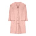 thumbnail image 3 of Womens Soft Button Down Cardigan Long Sleeve Light Weight Shirts Jacket Comfy Loose Fall Lounge Wear Tops Pink, M, 3 of 7