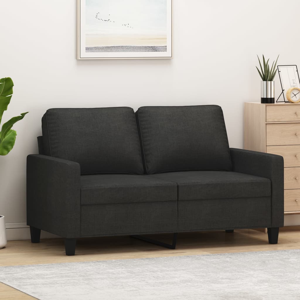 vidaXL Sofa 2 Places Noir 120 cm Tissu