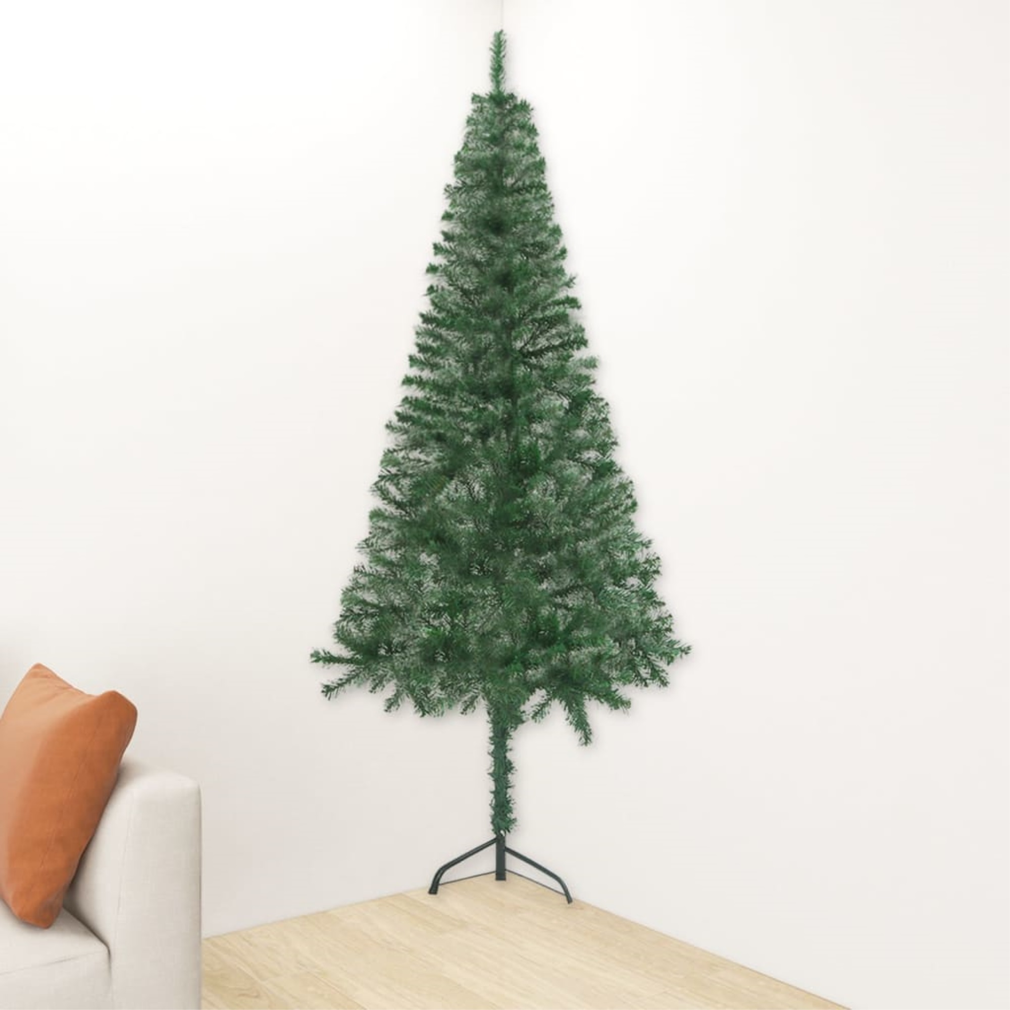 vidaXL Corner Artificial Christmas Tree Green 210 cm PVC