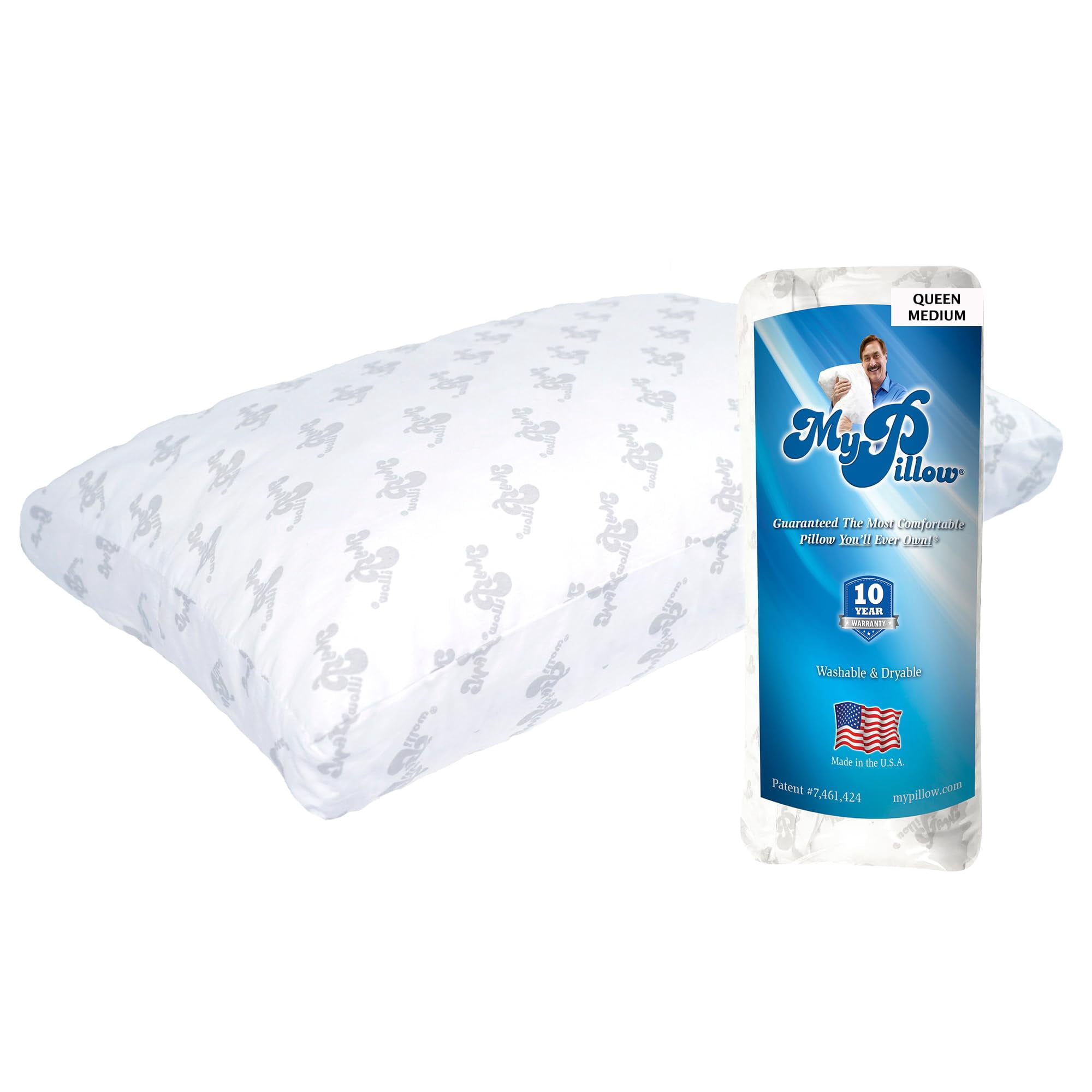MyPillow Bedding Bed Pillows for Sleeping Queen Size, Gusseted Pillow for Back, Stomach or Side Sleepers Premium Pillow [Queen, Medium]