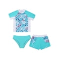 thumbnail image 3 of iiniim Girls Short Sleeve Rash Guard Set with Briefs 3Pcs Summer Swimsuit for Surfing Diving Light Green 8, 3 of 7