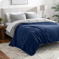 thumbnail image 2 of Bare Home Microplush Fleece Textured Blanket - 300 GSM - Fuzzy Microfleece - Soft & Plush - King, Dark Blue, 2 of 6