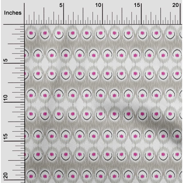 oneOone Tissu Popeline Sergé Coton Bio Imprimé Plume de Paon Ikat BTY 42 Pouces de Large