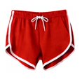 thumbnail image 2 of Womens Athletic Shorts Running Color Block Shorts with Pockets and Drawstring (Red XXL), 2 of 3
