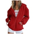 thumbnail image 1 of RKSTN Womens Zip Up Y2K Hoodies Long Sleeve Fall Oversized Casual Solid Color Sweatshirts Jacket with Pockets, 1 of 7