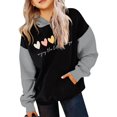 thumbnail image 1 of FAOWME Child Long Sleeve Color Matching Printed Letters Hooded Sweatshirts Pullover Tops Black 7-8 Years, 1 of 4