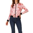 thumbnail image 1 of INSPIRE CHIC Women's Bomber Jacket Slim Fit Lightweight Zip Up Jacket Pink M, 1 of 6