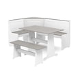 thumbnail image 3 of Linon Ardmore Pine Wood Corner Nook Dining Set with Storage in White and Gray, 3 of 18