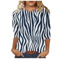 thumbnail image 1 of Pompotops T-shirt de Mode pour Femme Mi-Long Manches 3/4 Blouse Col Rond Hauts Décontractés Liquidation, 1 of 5