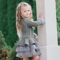 thumbnail image 3 of EGNMCR Robe Sans Manches à Col Rond Tout-Petits Enfants Bébés Filles Chandail Tricoté Robe d'Hiver au Crochet avec Tulle Chandail Robe Fille, 3 of 9